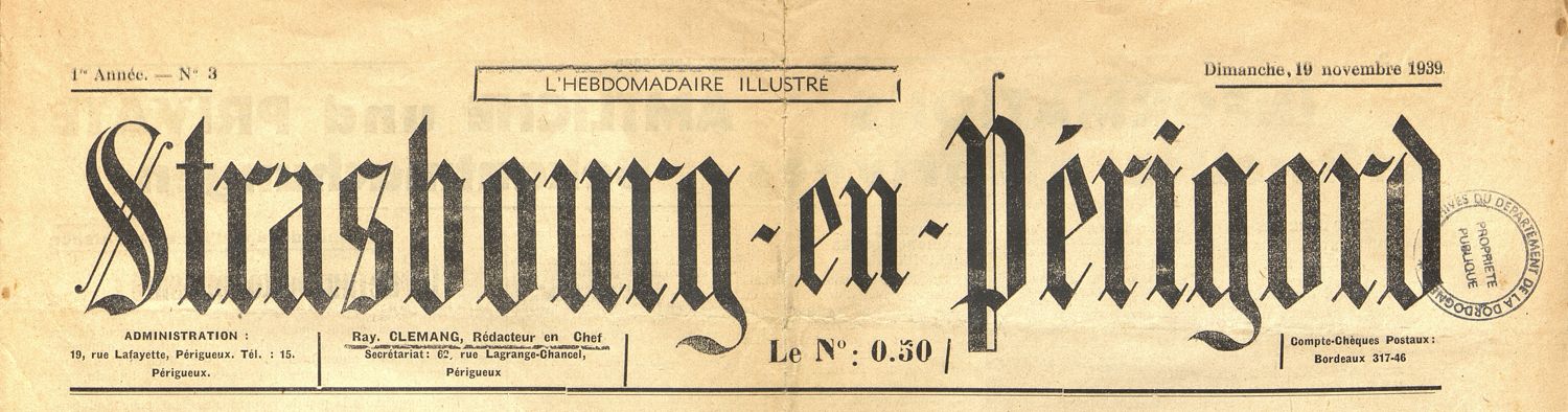Strasbourg en Périgord, 19 novembre 1939 (PRE 225)