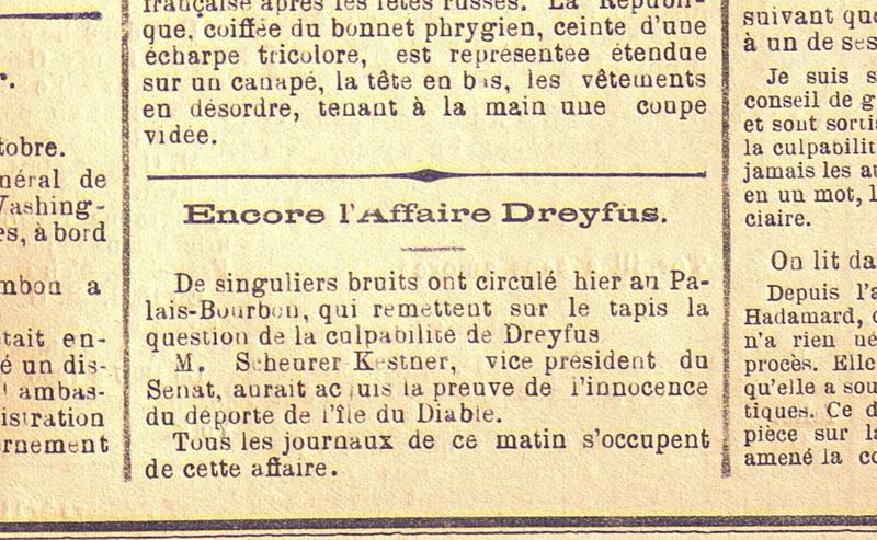 1- 31 octobre 1897 Encore l'affaire Dreyfus Avenir de la Dordogne
