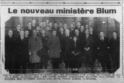 Le nouveau ministère Blum, lAvenir de la Dordogne, 7 juin 1936. 